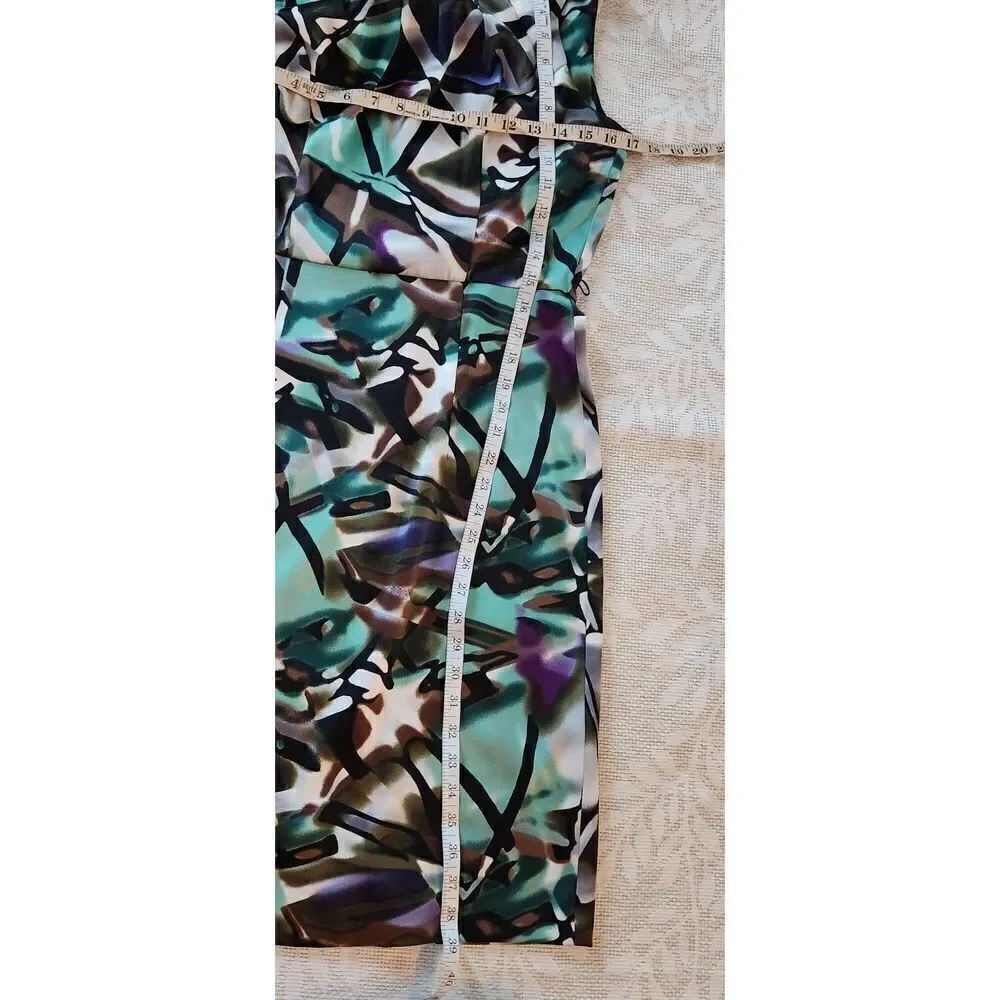 D27 Dressbarn - beautiful, stylish midi dress Pleated Neckline - purple & green - Picture 6 of 8